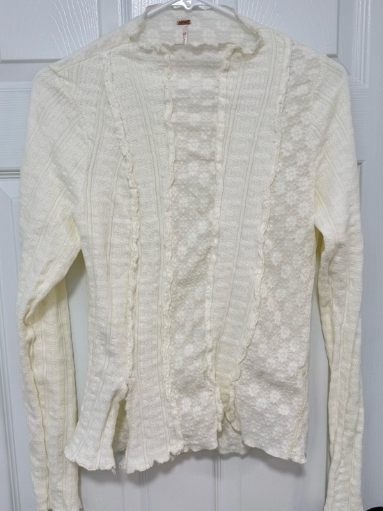 Free People Sweaters - Free People Cream Cable & Lace Open-Front Cardigan